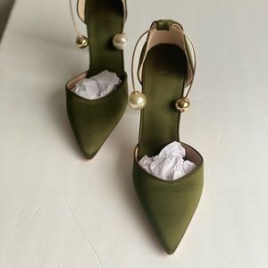 Ankle Pearl Khaki Green High Heels